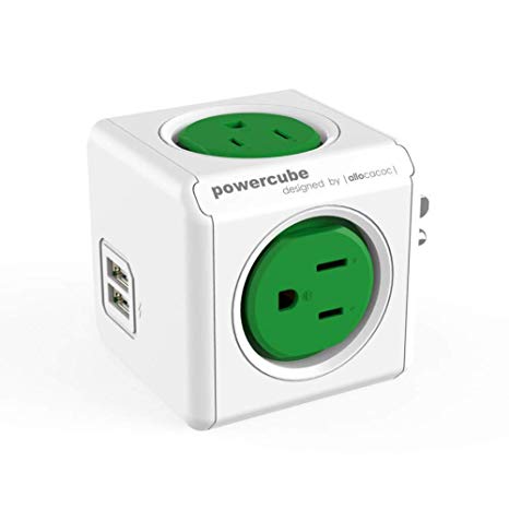 PowerCube USB, Surge Protector, Electric Outlet Wall Adapter with 4 outlets, Dual USB Port