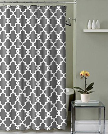 Ruthy's Textile Geometric Patterned Shower Curtain, Grey