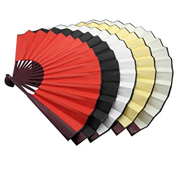 TrendBox Chinese Traditional Nylon-Cloth Handheld Folding Fan For Pratice Performance Dancing Ball Parties Unisex - 1 Set (5 Colors)