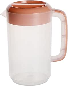 1 Gallon/ 4L Plastic Plastic Straining Pitcher with Lid, Large Clear Water Carafe Jug Juice Mixing Pitcher with Strainers Cover, Handles, Measurements for Ice Tea Hot Cold Coffee Mix Drinks. (Pink)