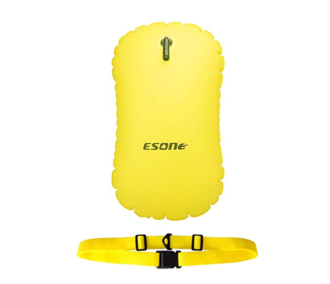 ESONE Swim Bubble for Open Water Swimmers and Triathletes - Be Bright, Be Seen & Be Safer with New Wave While Swimming Outdoors with This Safety Swim Buoy Tow Float (Yellow)
