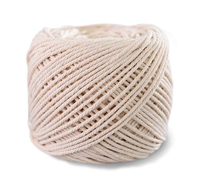 SUNTQ Macrame Cord 4-Strand Twisted 100% Natural Cotton (2mm x 656 Feet) Soft Cotton Rope for Handmade Plant Hanger,Wall Hanging,Crafts,Knitting,Decorative Projects Original Color Cotton String
