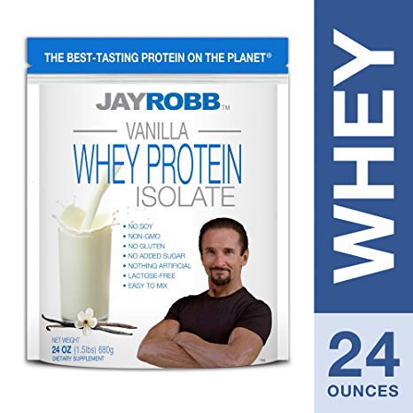 Jay Robb - Grass-Fed Whey Protein Isolate Powder, Outrageously Delicious, Vanilla, 23 Servings (24 oz)