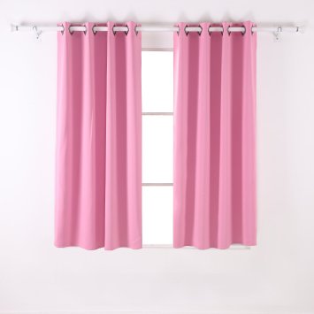 Deconovo Grommet Top Thermal Insulated Window Blackout Curtains Drapes 52 x63 1 PairPink