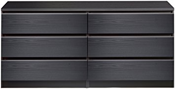 Tvilum Scottsdale 6-Drawer Double Dresser, Black and Woodgrain