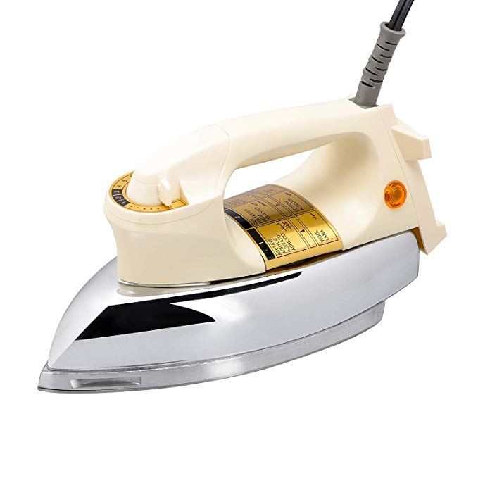 WASING Classic Dry Iron for Industry and Household Usage Upgraded Mirror Stainless Steel Soleplate Without Steam 1000W