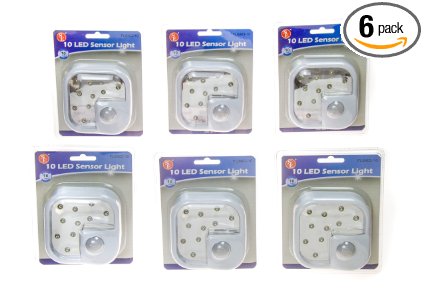 SE FL8403-10-6 10-LED Sensor Light (6 Pack), White