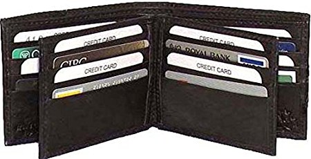 Genuine Lambskin Leather Men's Wallet BLACK 21 Cards #4291