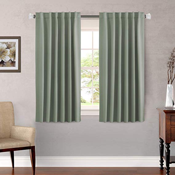 H.VERSAILTEX Window Treatment Thermal Insulated Room Darkening Curtains Drapes for Bedroom, Solid Blackout Curtain Panels for Living Room, Rod Pocket/Back Tab (Set of 2, 52 by 54 Inch, Sage)