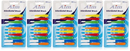 Aim Interdental Brush Picks (5 Pack) 50 Count
