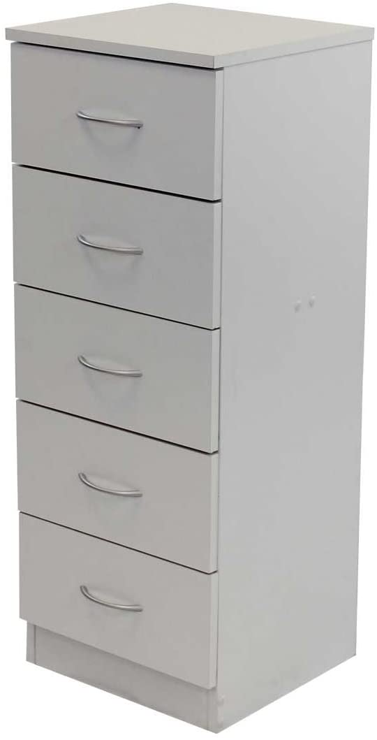 Devoted2Home Boldon Budget Bedroom Furniture with Narrow Chest of 5 Drawers, Wood, White, 33 x 34.29 x 88.5 cm