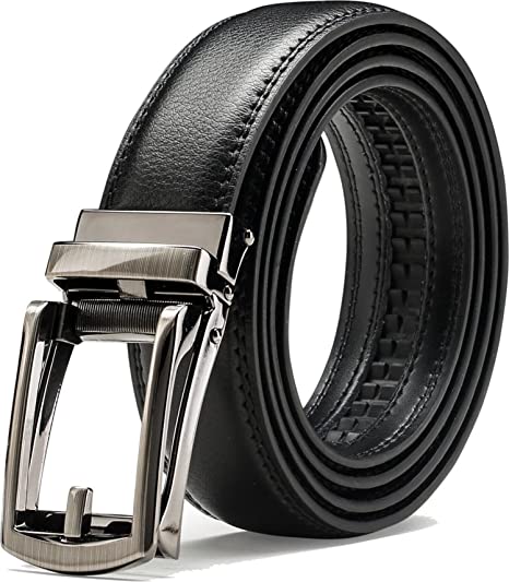 Men's Comfort Genuine Leather Belt with One Click Buckle, Fit for 27-46"