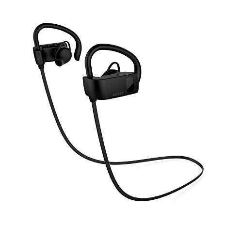 AUKEY Bluetooth Headphones, Wireless Semi In-Ear Earbuds with Built-in Microphone, 6 Hours Playtime, Sweatproof for iPhone 7 / 6S / 6, iPad, Samsung & More