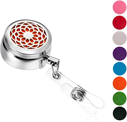 BESTTERN Essential Oil Diffuser Retractable Badge Reel Clip for ID Badge Holder with Steel Wire Sun Flower