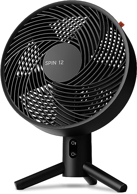 Sharper Image SPIN 12 Oscillating Desktop Fan with 3 Speeds, Small, Black