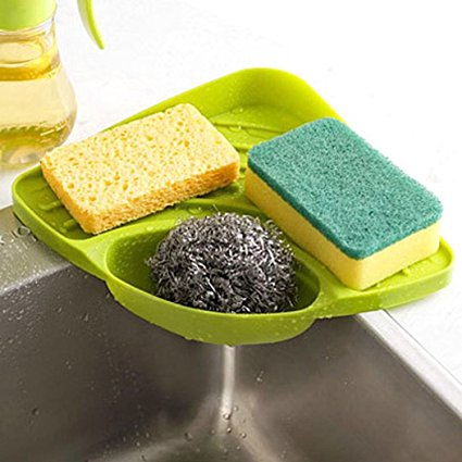 Matoen(TM) Sponges Kitchen Sink Corner Shelf Wall Cuisine Dish Rack Drain (Green)