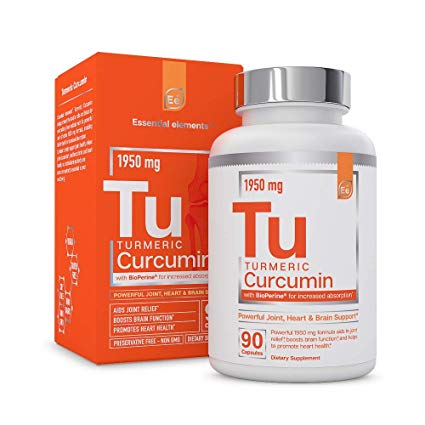 Turmeric Curcumin - Powerful Joint, Heart & Brain Support - with Bioperine for Increased Absorption | 1950 mg - 90 Capsules