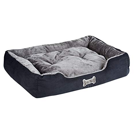 Me & My Black & Grey Large Super Soft Dog Bed