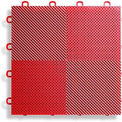 BlockTile B2US4330 Deck and Patio Flooring Interlocking Tiles Perforated Pack, Red, 30-Pack
