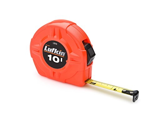 Lufkin L6101/2-Inch by 10-Feet Hi-Viz Orange Power Return Tape with Durable 2 rivet end Hook