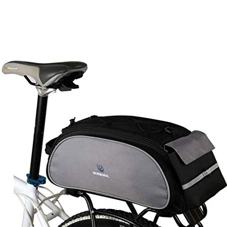 ROSWHEEL Cycling Bag Bicycle Basket Mountain Bike Pannier Downhill Rack Trunk Shoulder Handbag Bicycle Backpack Black 13L