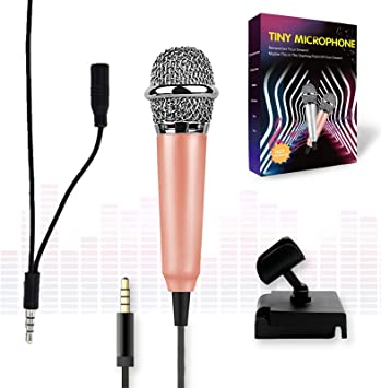 Mini Microphone, Mini Mic, for Recording/Chatting and Singing, for Mobile Phone/Laptop/ipad（Rose Gold）