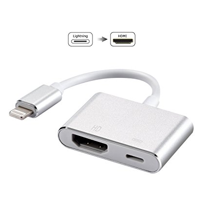 Lightning Digital AV Adapter for iPhone 8/7/6/5 Series, Pad Air/mini/Pro, Lightning to HDMI,8-pin iPhone iPad to HDMI Adapter 1080P (Lightning port must be connected)