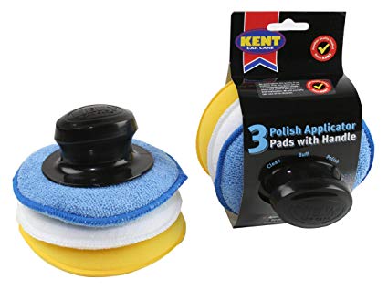 Kent Car Care GKEQ9255 Polish Applicator Pads with Handle - Set of 3 - Blue/white/yellow