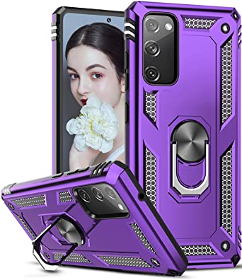 LeYi Samsung Galaxy S20 FE 5G Case, (Not Fit Galaxy S20) [Military-Grade] Defender Protective Phone Case Cover with Ring Holder Kickstand for Samsung S20 FE 5G, Purple