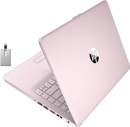 HP 2022 Stream 14" HD BrightView Laptop, Intel Celeron N4020 Processor, 8GB RAM, 64GB SSD, Intel HD Graphics, 720p Webcam, 1 Year Office 365, Pink, Win 11, 32GB Snowbell USB Card