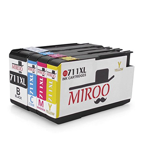 MIROO High Yield Compatible Ink Cartridge Replacement for HP 711 711XL ink Cartridge 4 Pack Worked with HP Designjet T120 T520 Printer