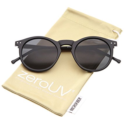 zeroUV - Retro Horn Rimmed Keyhole Nose Bridge P3 Round Sunglasses 49mm