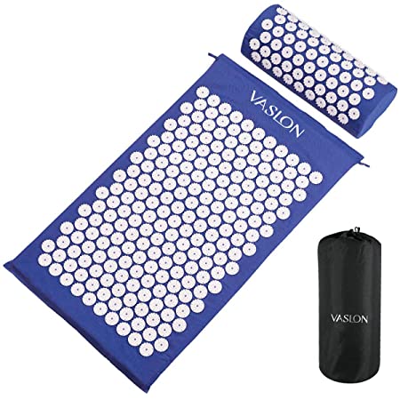 VASLON Massager Cushion Acupressure Mat Relieve Stress Pain Acupuncture Massage Pillow Spike Yoga Mat with Pillow (Blue)