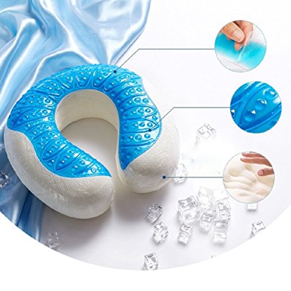 Ochi&Moji Travel Pillow Gel Memory Foam Pillow Cooling Neck Cervical Protective U Shaped