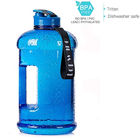 Dishwasher Safe New Material Tritan Plastic Hot Cold Water Jug Container Big Capacity 2.2L 75oz Half Gallon Large Leakproof BPA Free Water Bottle for Fitness Camping Bicycle Gym