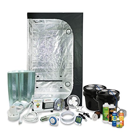 Complete 2 x 3 (36"x22"x63") Grow Tent Package With 250-Watt HPS Grow Light   DWC Hydroponic System & Nutrients