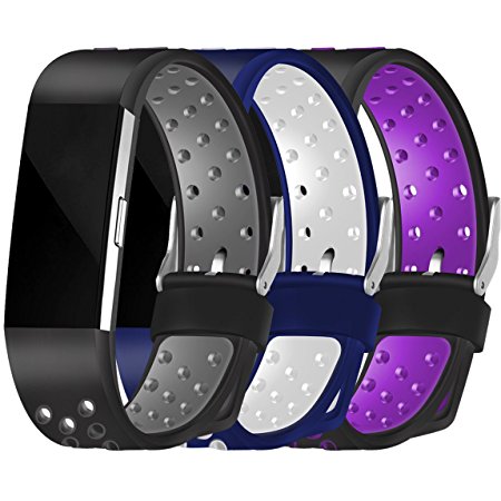 For Fitbit Charge 2 Bands, Maledan Replacement Accessory Sport Bands With Air Holes for Fitbit Charge 2 HR, Large Small 12 Different Colors