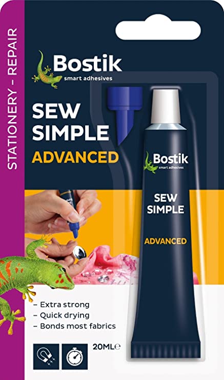 2 x 20ml Bostik Sew So Simple Fabric Adhesive Glue 20ml 806702 new no more sewing!