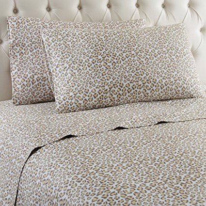 Shavel Home Products Micro Flannel Sheet Set, Full, Leopard