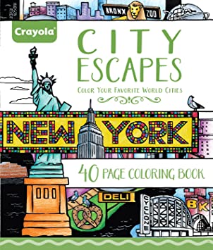 Crayola City Escapes Coloring Pages, Gift for Teens & Adult Coloring Enthusiasts, 40pgs