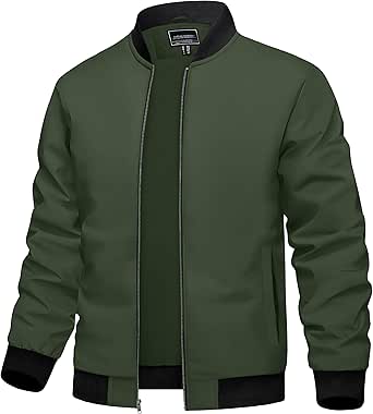 TACVASEN Men's Bomber Jacket Lightweight Spring Fall Windbreaker Casual Coats with Pockets