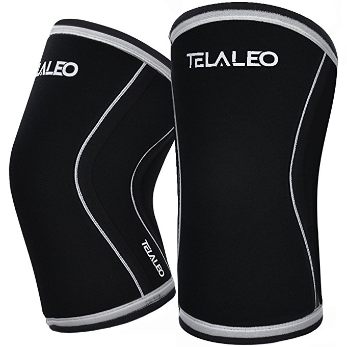 TELALEO Knee Sleeves (1 pair), 7mm Thick Compression Knee Braces Offer Strong Support for Heavy-lifting, Squats, Gym and Other Sports