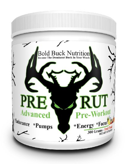 Pre-Rut - Advanced Pre-Workout - Insane Pumps Endurance Energy and Focus - Creatine Vitamins Minerals - Made in the USA - GMP Certified Facility