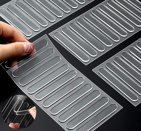 Cabinet Door Bumper 40Pcs, Cabinet Bumpers Clear Self Adhesive Rubber Bumpers Stripes Clear Bumpers for Cabinets Bumper Pads for Sound Dampening Buffer Pads, 2.8*0.45*0.1Inch (L*W*T)