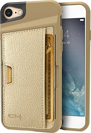 CM4 iPhone 7 Wallet Case - Q Card Case for iPhone 7 [Slim Protective Kickstand Grip Cover] - Champagne Gold