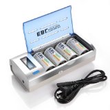 EBL 906 Universal LCD Smart Ni-MH Ni-Cd Rechargeable Battery Charger and 4 Pack 10000mAh Ni-MH Rechargeable D Batteries