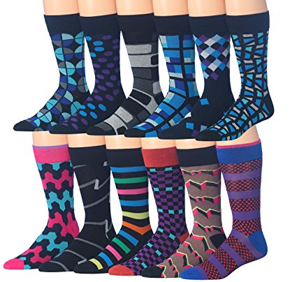 James Fiallo Mens 12 Pack Patterned Dress Socks