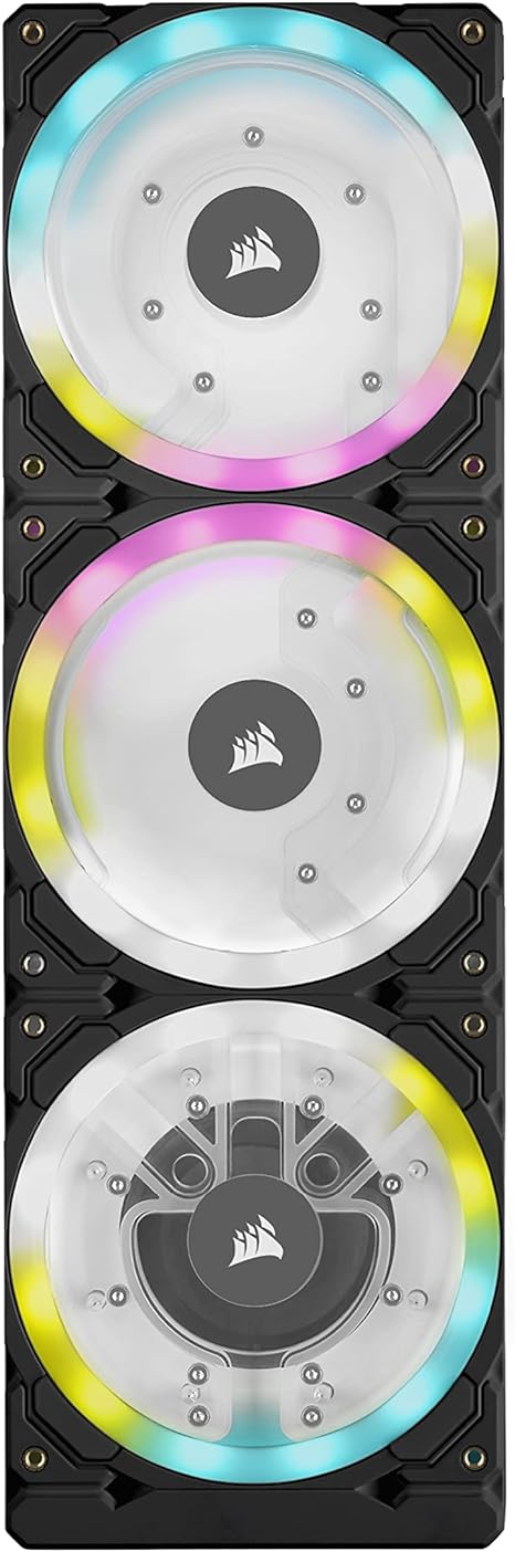 CORSAIR Hydro X Series XD7 RGB Pump/Reservoir Combo - 360mm Distribution Plate System - D5 PWM Pump - 140ml Reservoir - 36 Individually Addressable RGB LEDs - Temperature Sensor,Black