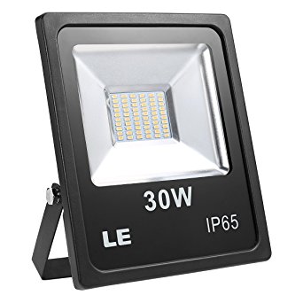 LE 30W 2400lm Super Bright Outdoor LED Flood Lights, Warm White 3000K, 75W HPSL Equivalent, Waterproof, Security Lights, Indoor & Outdoor Floodlight. (No Plug)