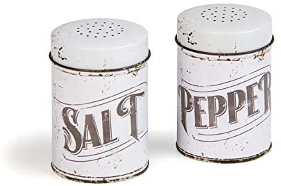 Rustic 'Salt' & 'Pepper' Tin Metal Shaker Set